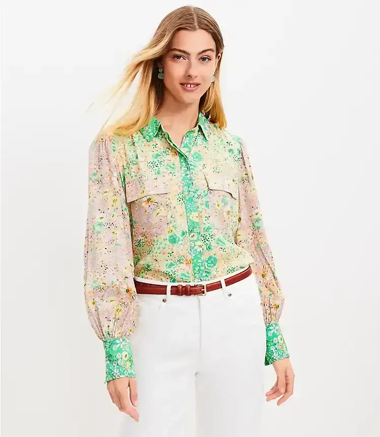 Floral Crepe Utility Shirt