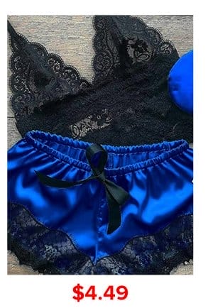 LW Sexy Lace Hem Blue Sleepwear