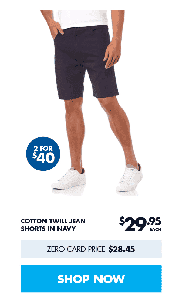 Cotton Twill Jean Shorts In Navy