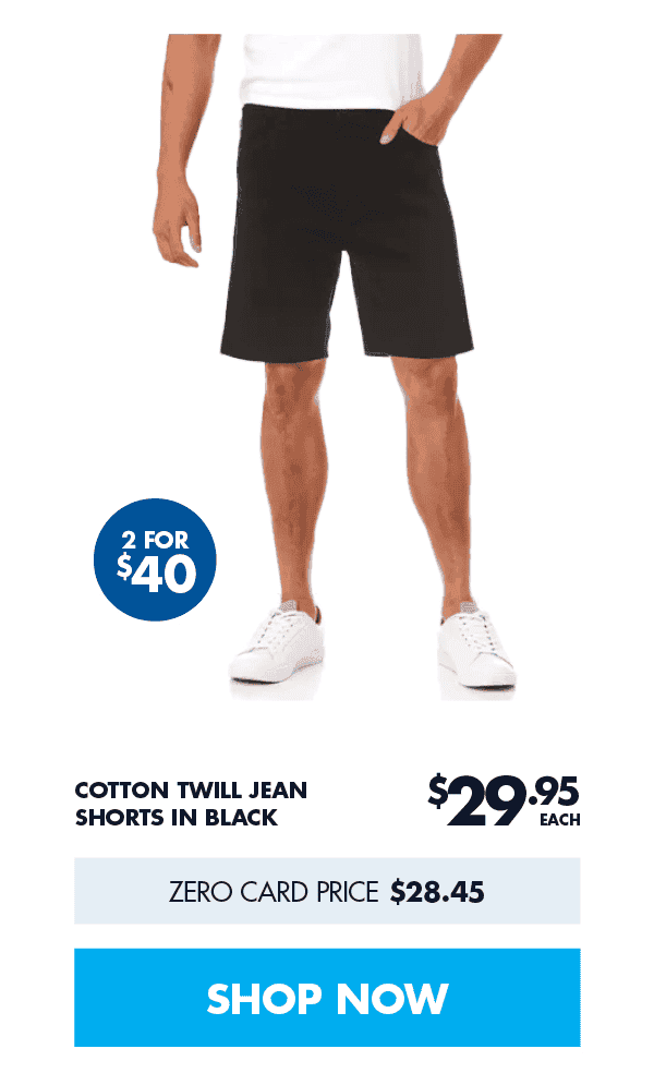 Cotton Twill Jean Shorts In Black