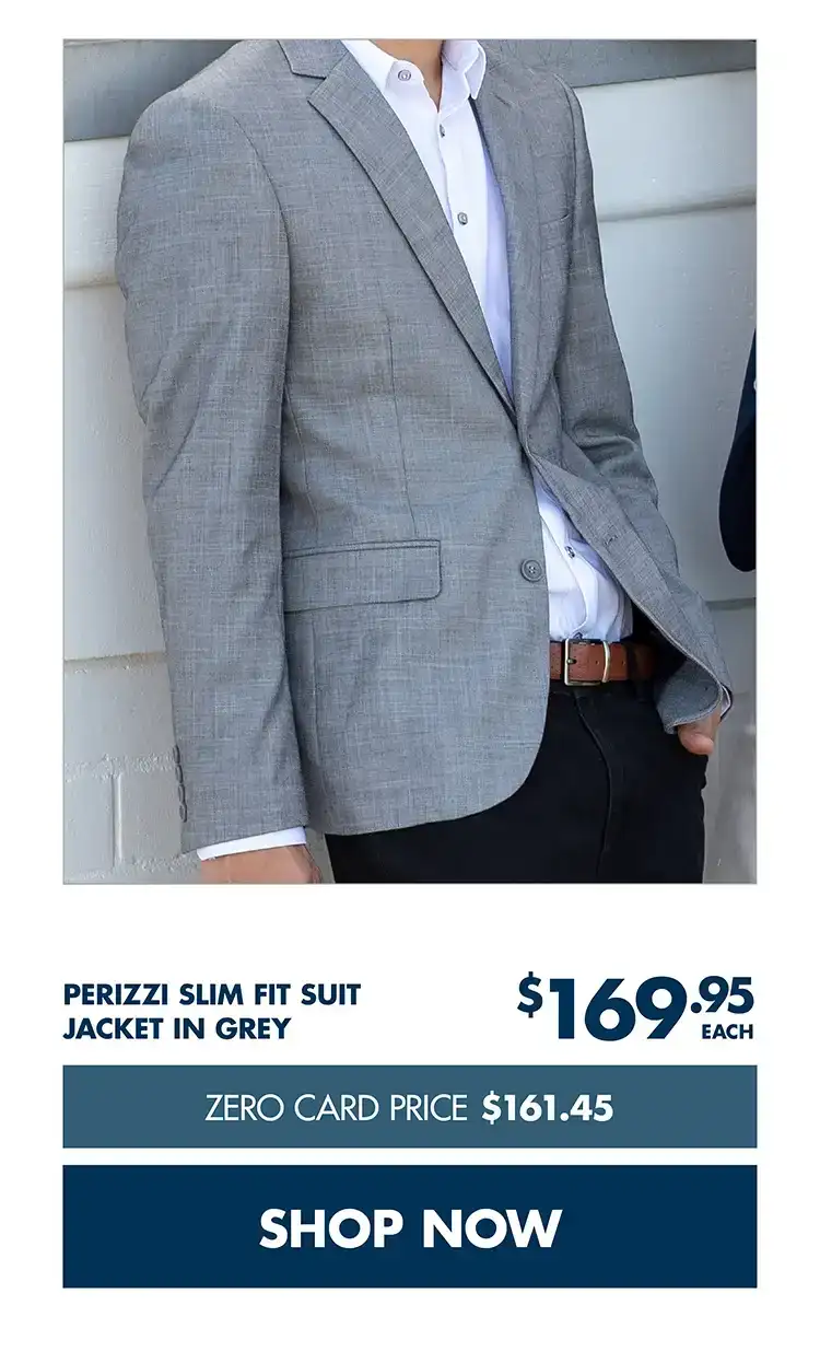 Perizzi Slim Fit Suit Jacket In Grey \\$169.95