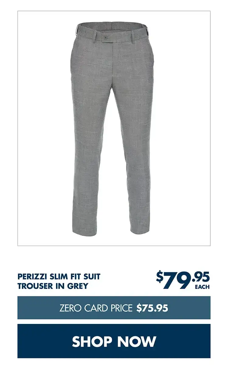 Perizzi Slim Fit Suit Trouser In Grey \\$79.95