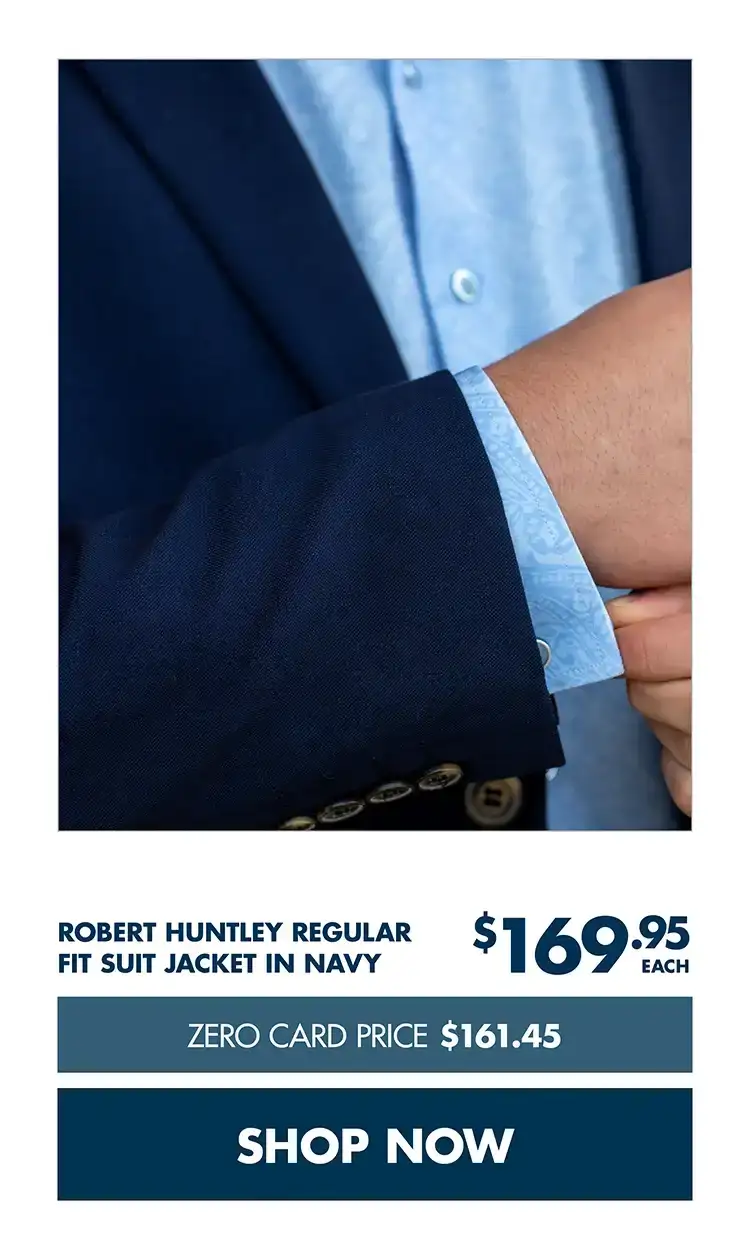 Robert Huntley Regular Fit Suit Jacket In Navy \\$169.95