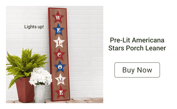 Pre-Lit Americana Stars Porch Leaner