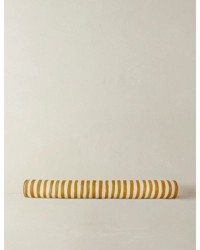 Painterly Stripe Linen Long Bolster Pillow by Sarah Sherman Samuel - Goldenrod and Ivory