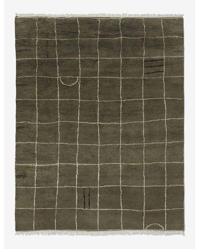 Irregular Grid Hand-Knotted Wool Rug by Sarah Sherman Samuel - Khaki / 9' x 12'