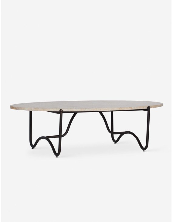 Peggy Indoor / Outdoor Oval Coffee Table by Sarah Sherman Samuel - Faux Travertine