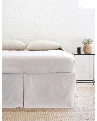 Pleated Linen Bed Skirt by Pom Pom at Home-Flax / King