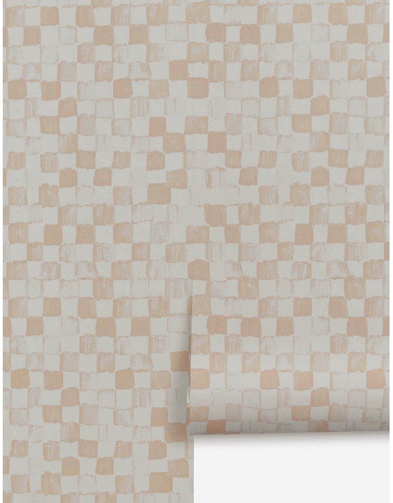 Checkerboard Wallpaper by Sarah Sherman Samuel - Taupe + Ivory