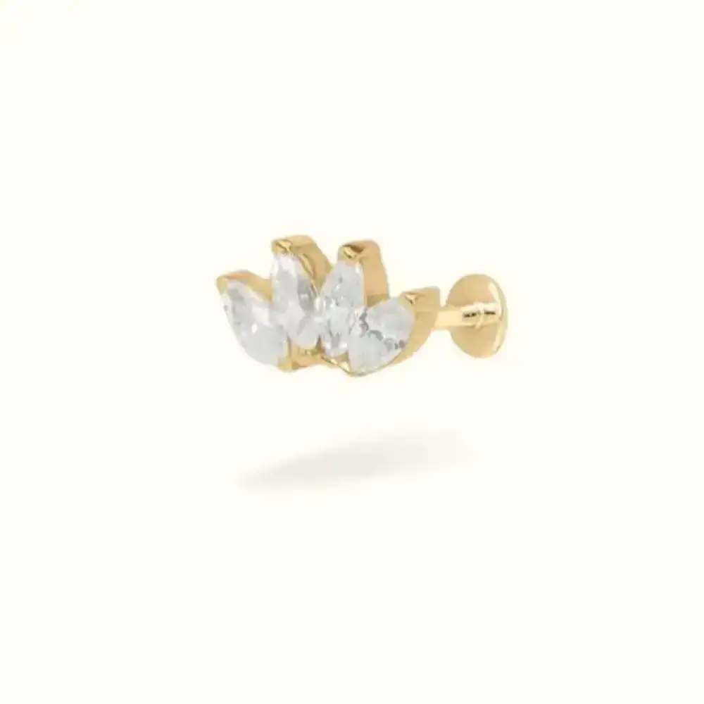 Image of 14k Four Crystal Marquise Single Earring