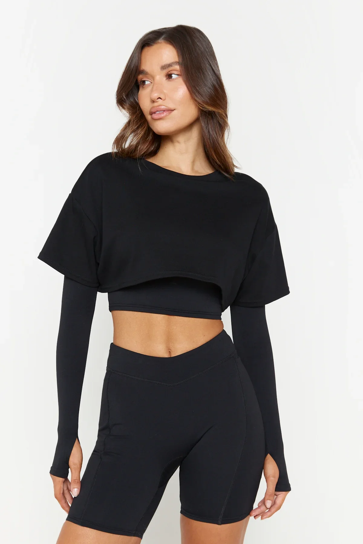 Image of Black Active Double Layered Top