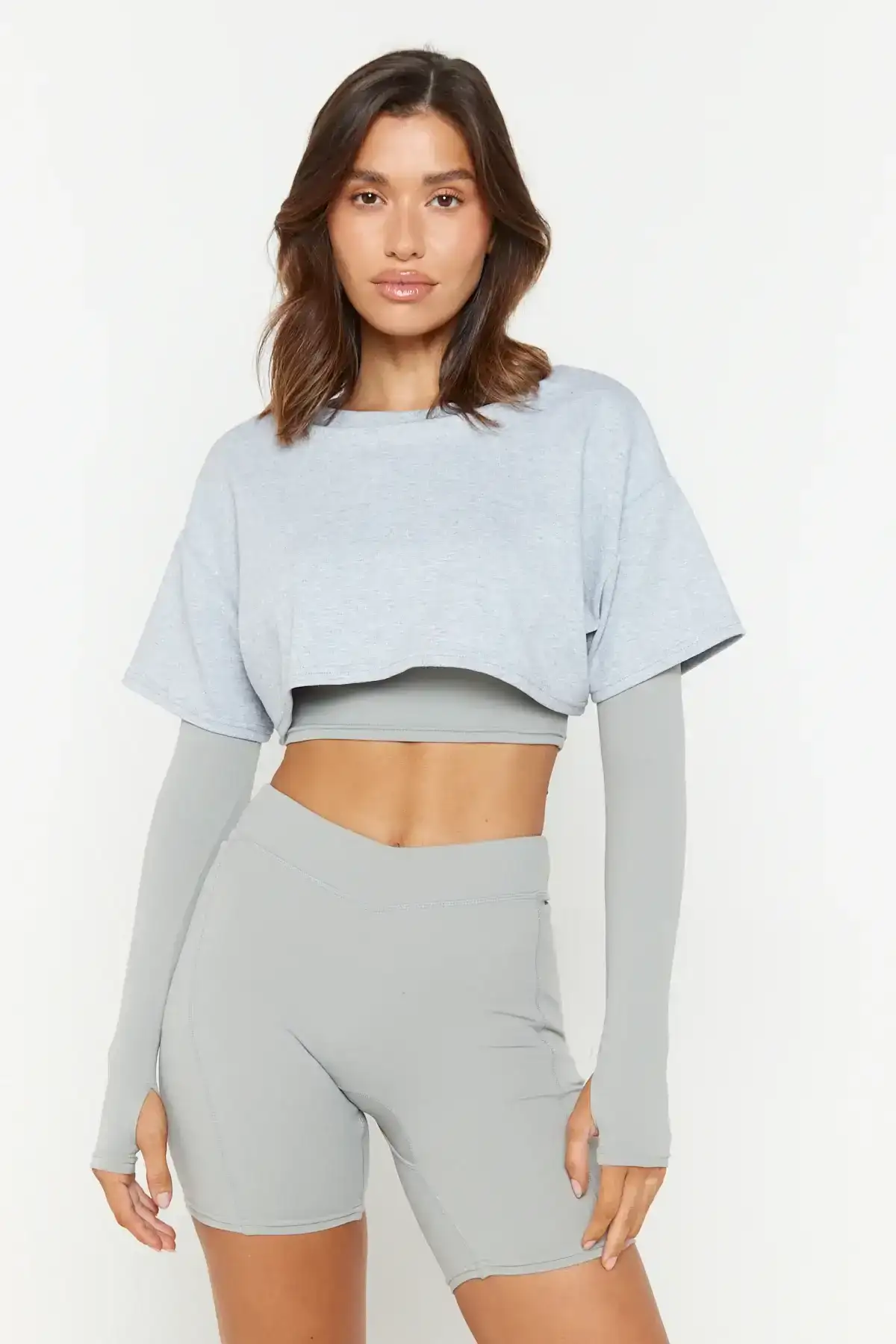 Image of Shark Grey Active Double Layered Top