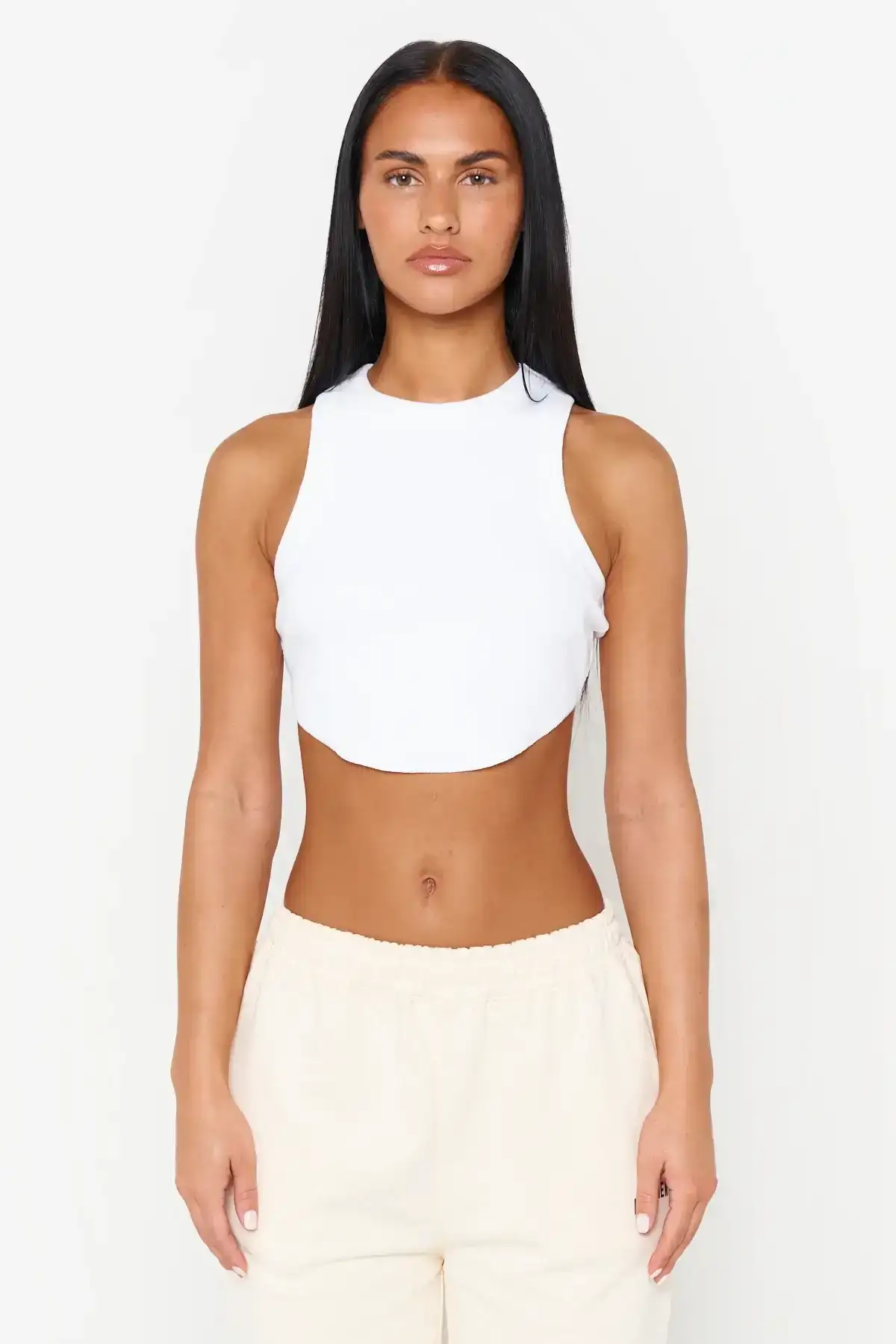 Image of White Organic Cotton Racer Vest Top