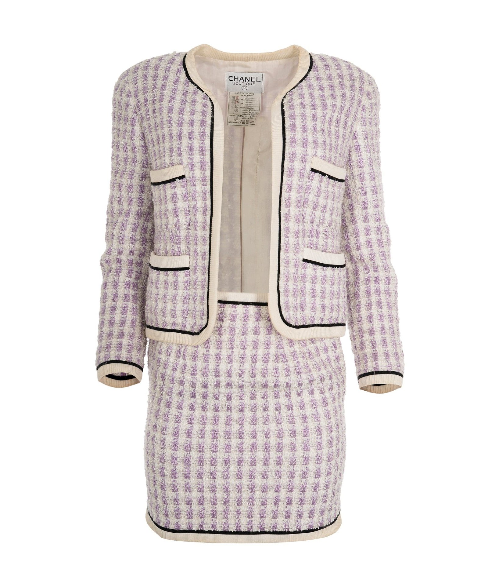 Image of CHANEL PURPLE HOUNDTOOTH CHANEL SUIT SZ 40 UKL1413