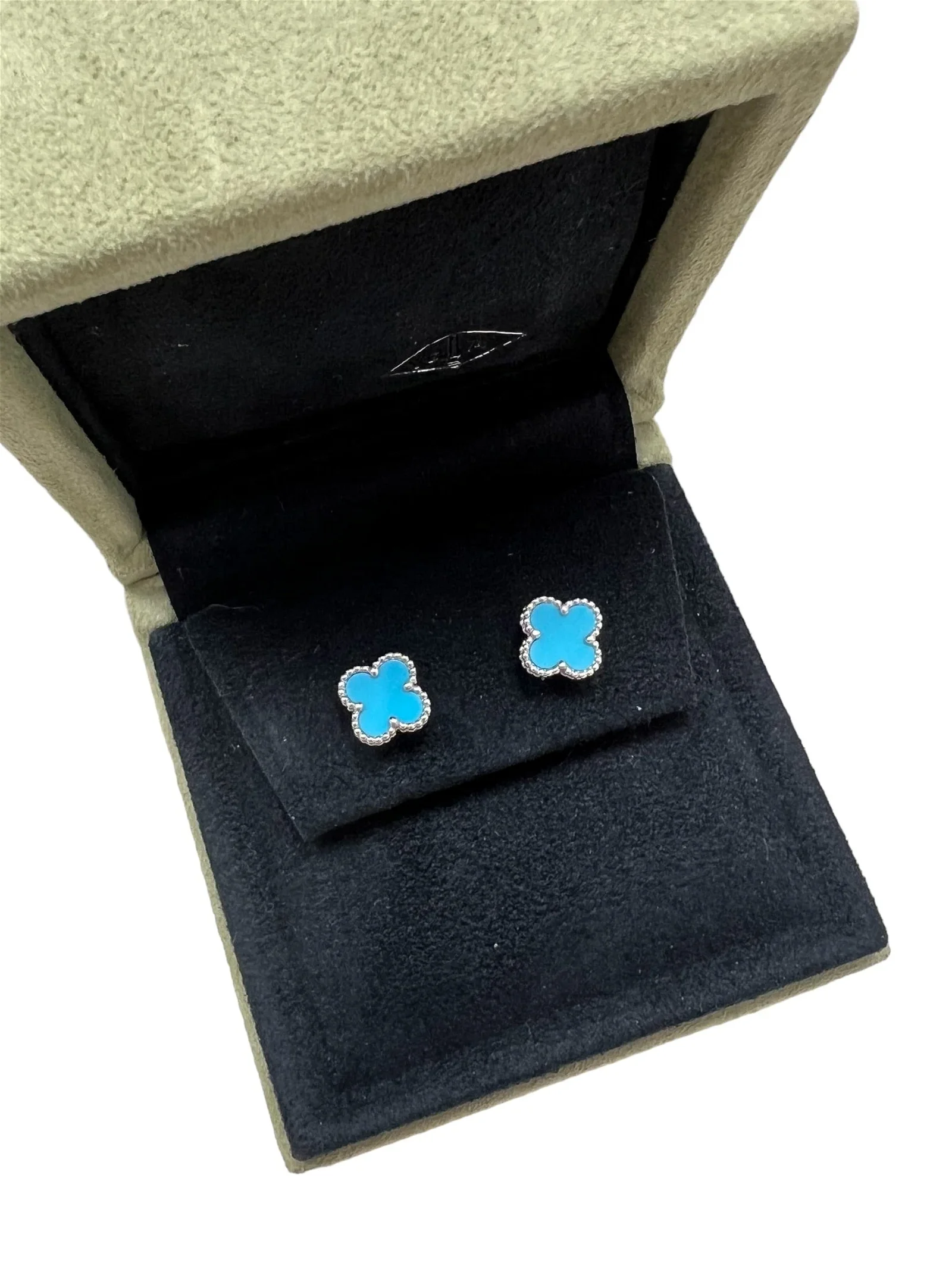 Image of VCA Sweet Alhambra Turquoise Earrings WG SYCY204