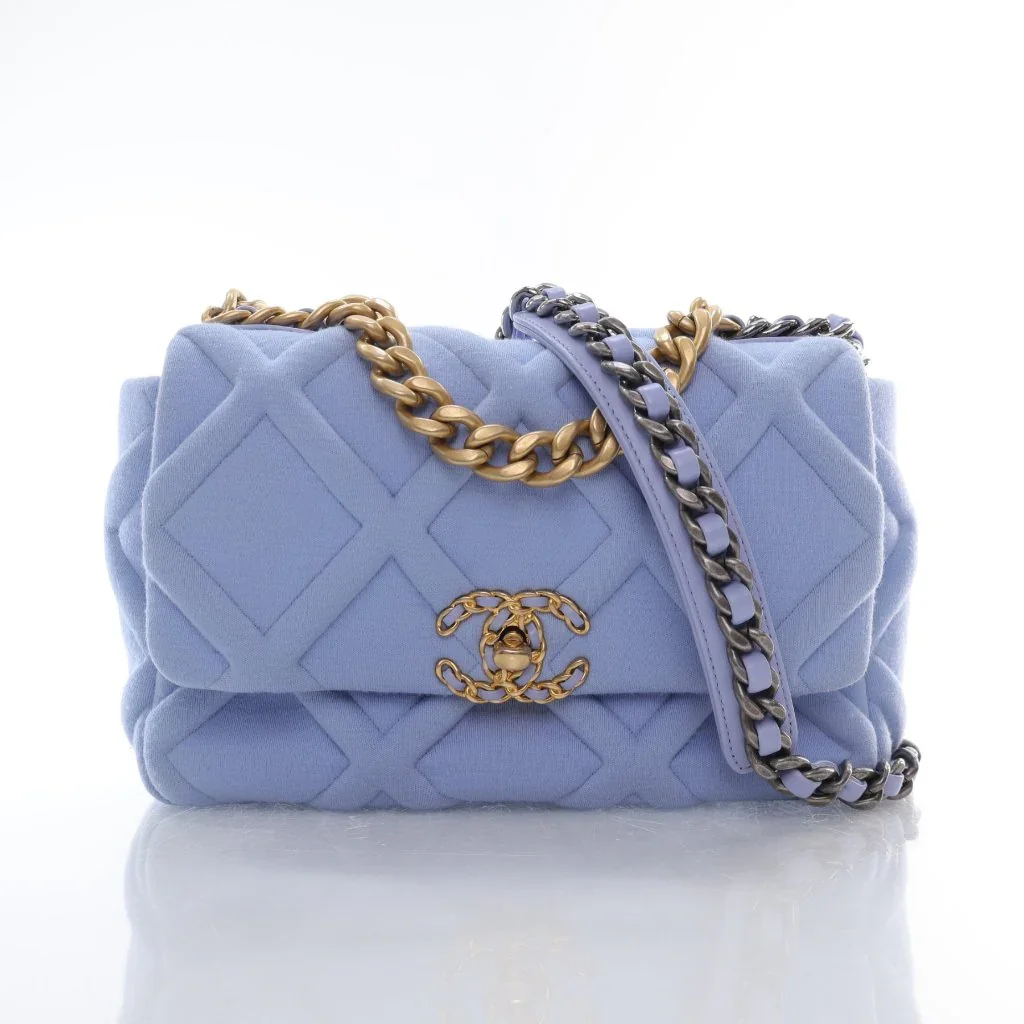 Image of Chanel 19 Flap Small Blue Jersey