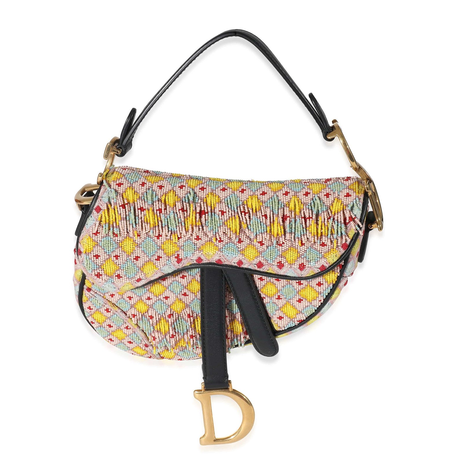 Image of Christian Dior Multicolor Beaded Tassel Micro Saddle Bag