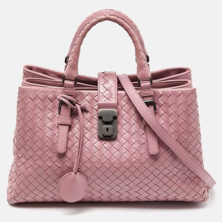 Image of Bottega Veneta Pink Intrecciato Leather Small Roma Tote ASCLC1866