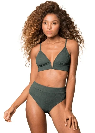 Maaji Crocodile Green Parade Long Line Triangle Bikini Top