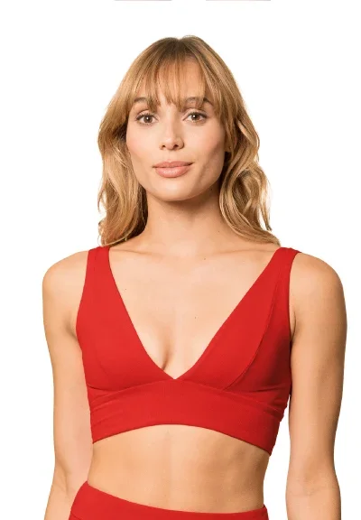 Maaji Crimson Paradise Long Line Triangle Bikini Top