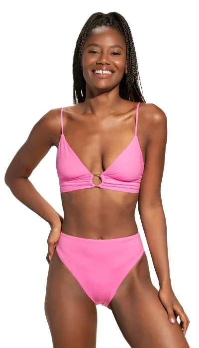 Maaji Bombon Pink Shine Long Line Triangle Bikini Top