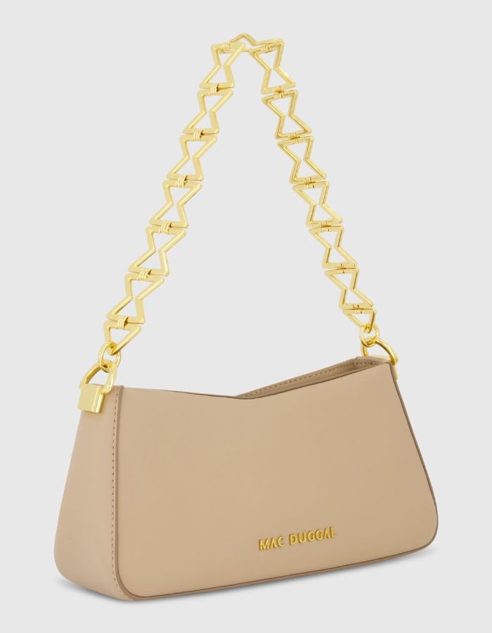 GOLD STRAP SMALL NAPPA LEATHER SHOULDER BAG