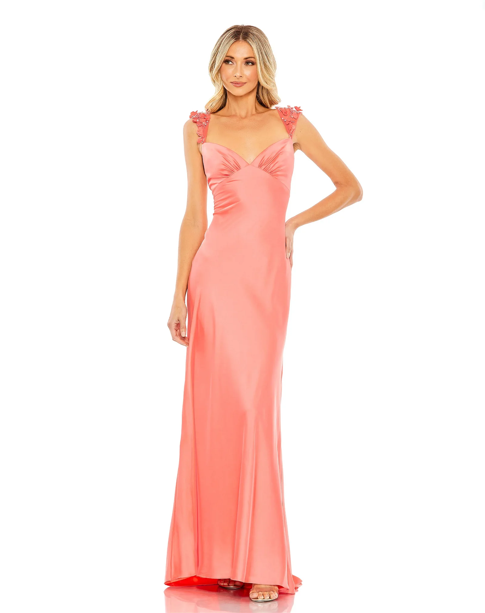 Image of Embellished Empire Waist Column Gown