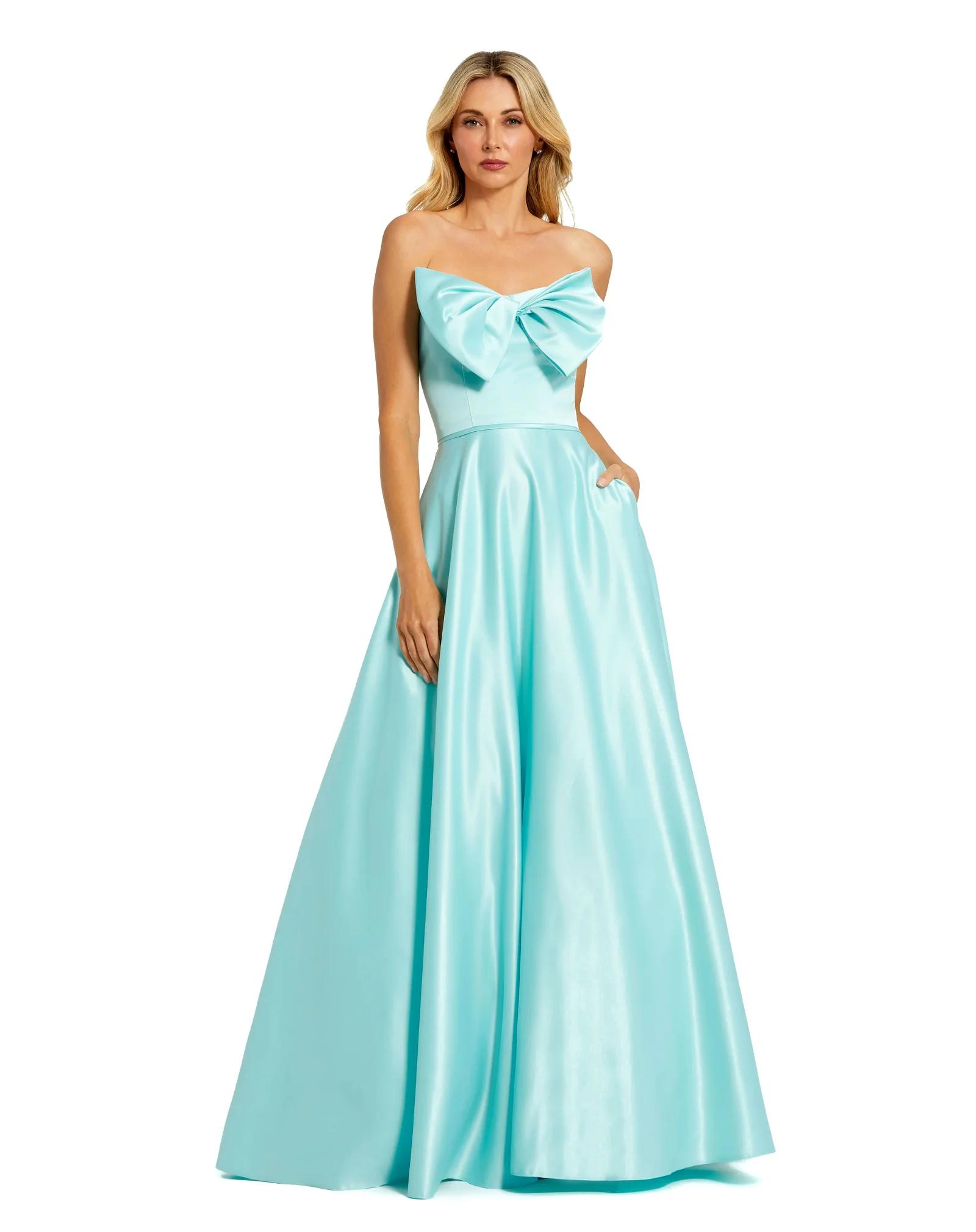 Image of Strapless A-Line Bow Ballgown