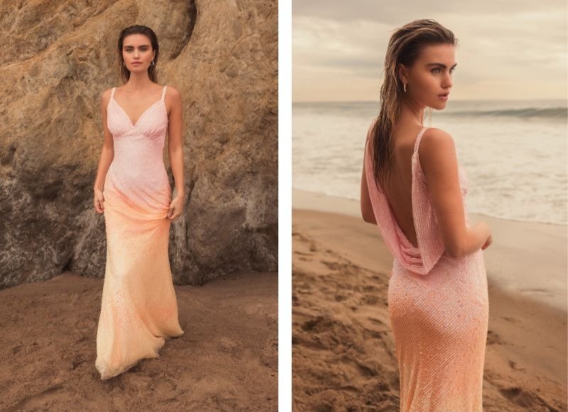 OMBRE SEQUINED CAMI TRUMPET GOWN