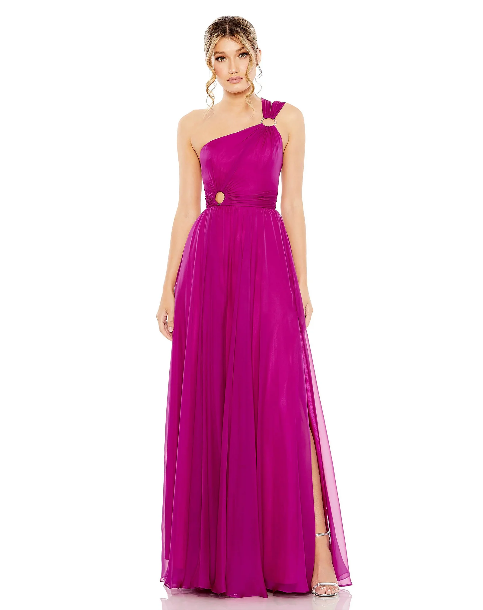 Image of Strappy One Shoulder A Line Gown