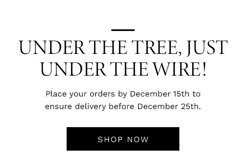 Under the tree, just under the wire! Place your orders by December 15th to ensure delivery before December 25th. [Shop Now]