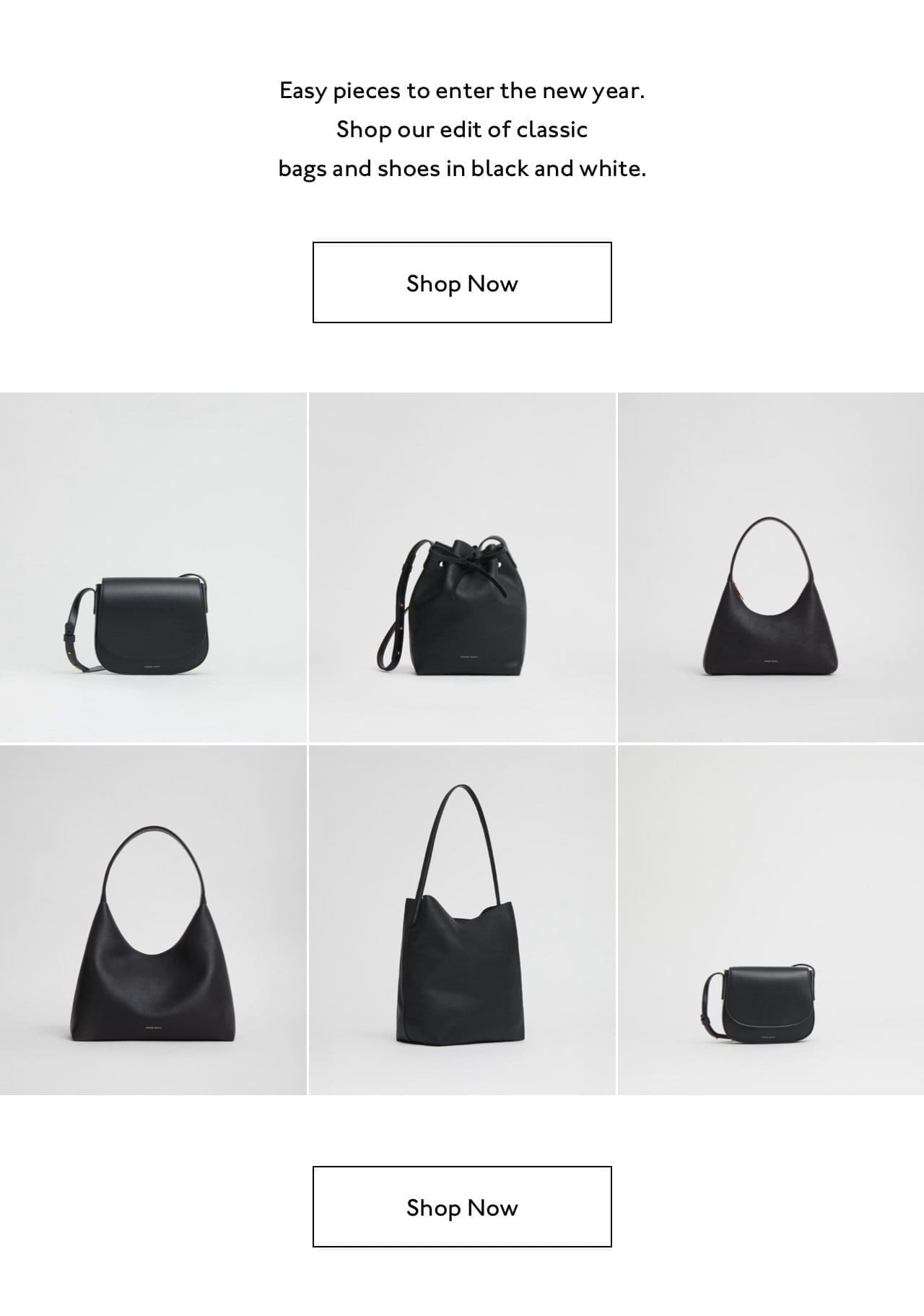 Shop our edit of classic bags and shoes in black and white.