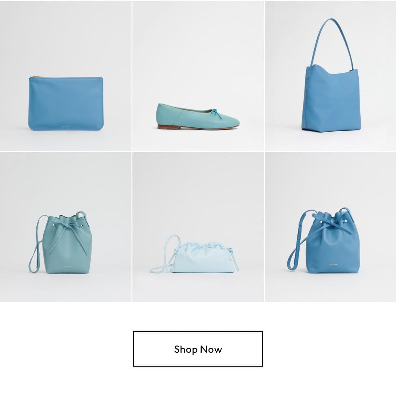 Shop new arrivals in beautiful blue hues in bags, shoes and soft leather goods now.