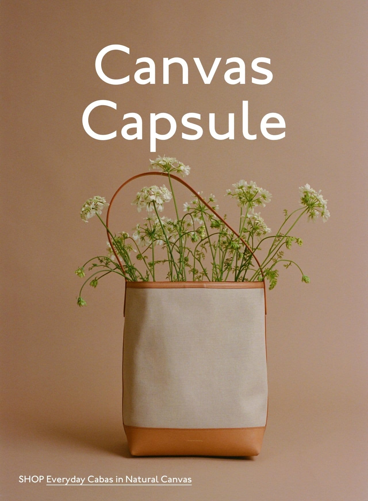 New canvas capsule. Pictured: Everyday Cabas in Natural Canvas and Cammello vegetable tanned leather trim.