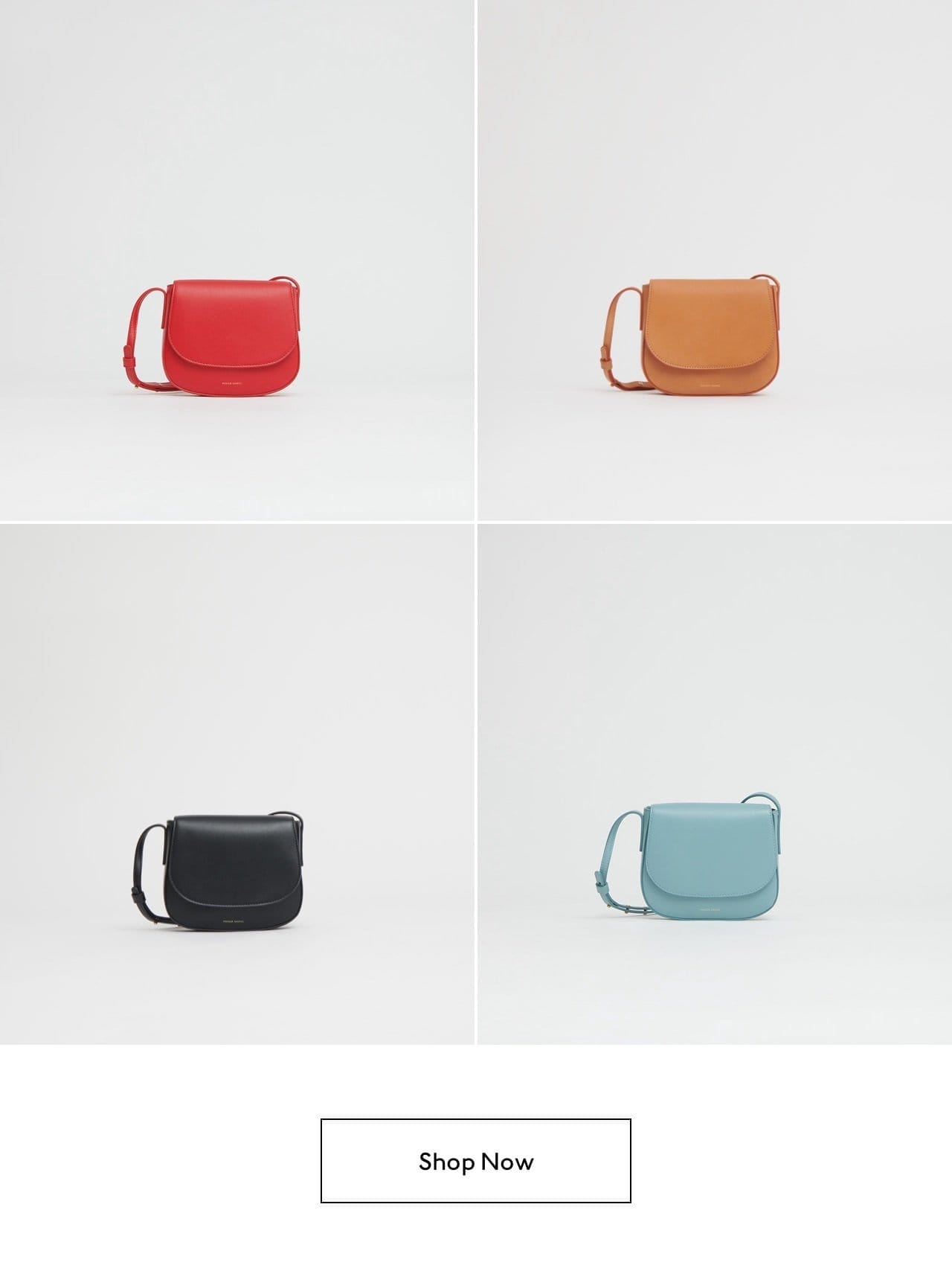 Pictured: new Mini Crossbody bags in red, cammello, black and como blue.