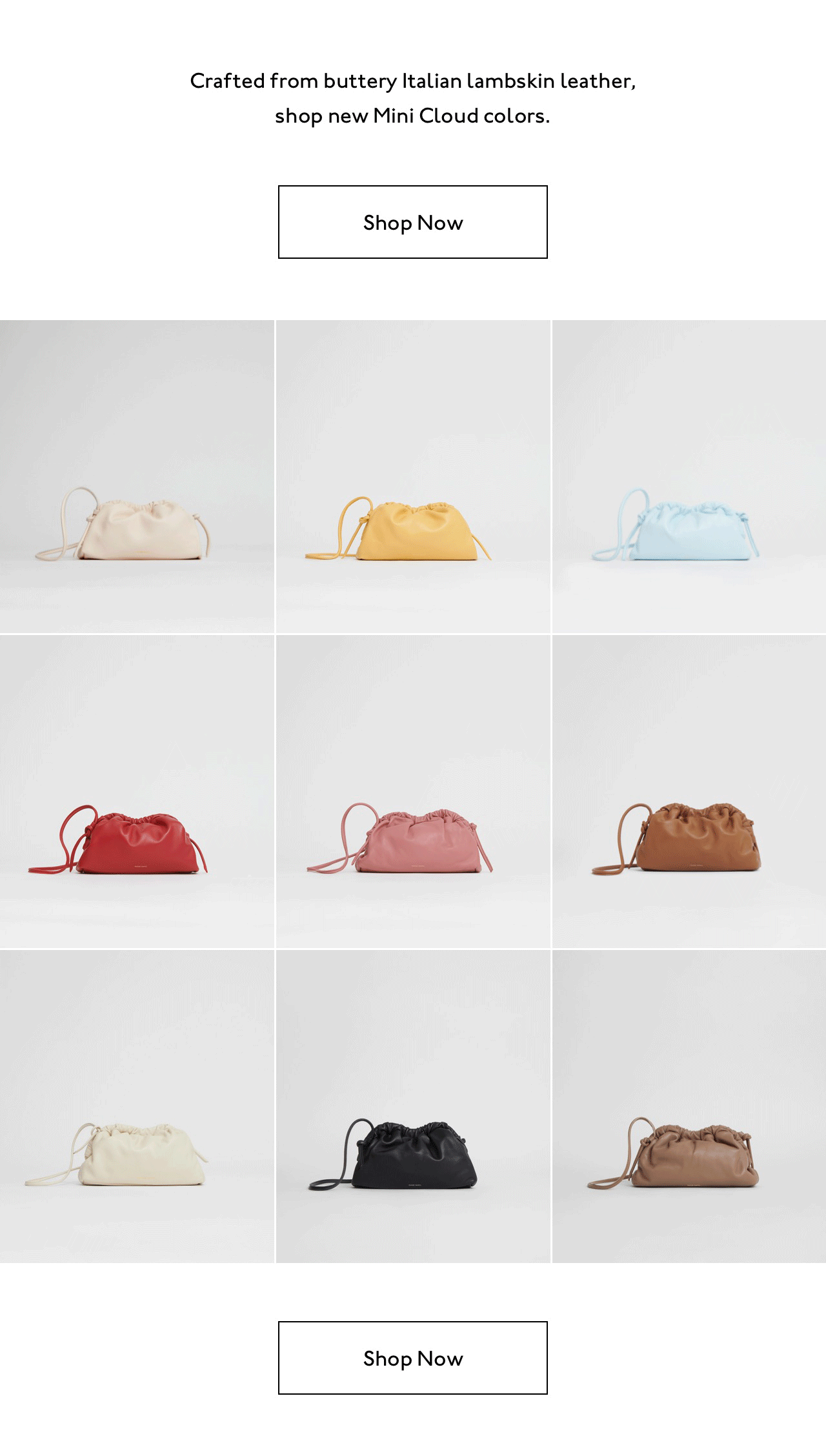 Crafted from buttery Italian lambskin leather, shop new Mini Cloud colors.