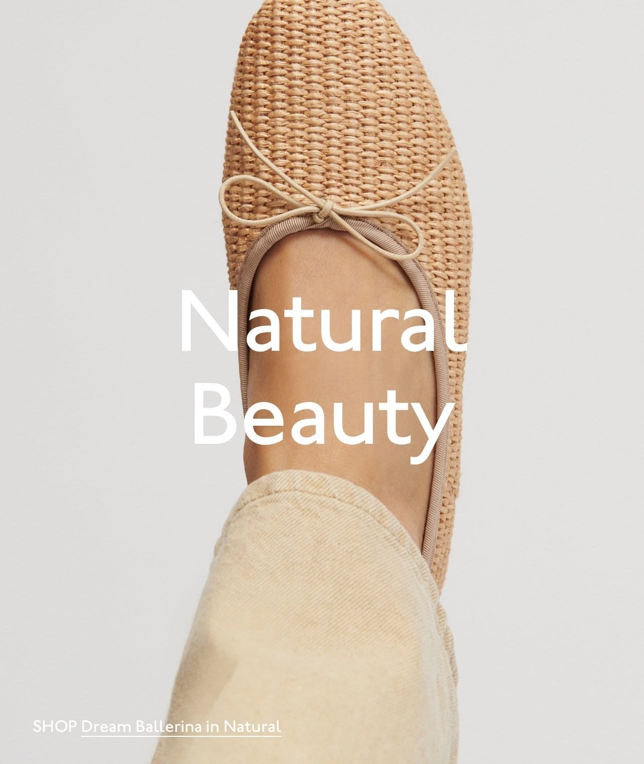 Natural beauty. Shop our new raffia ballerinas now.