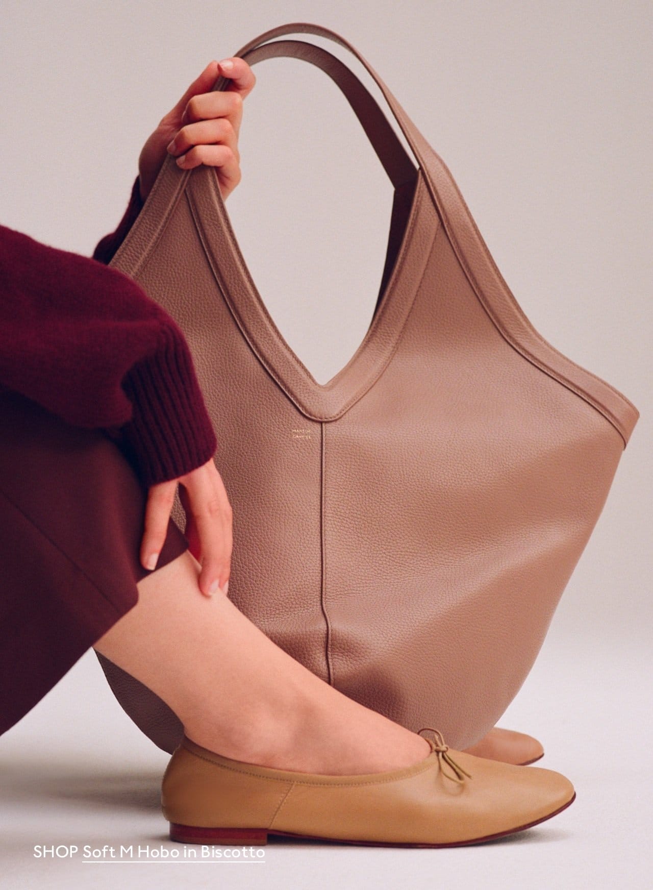 Shop the M Soft Hobo in Biscotto now.
