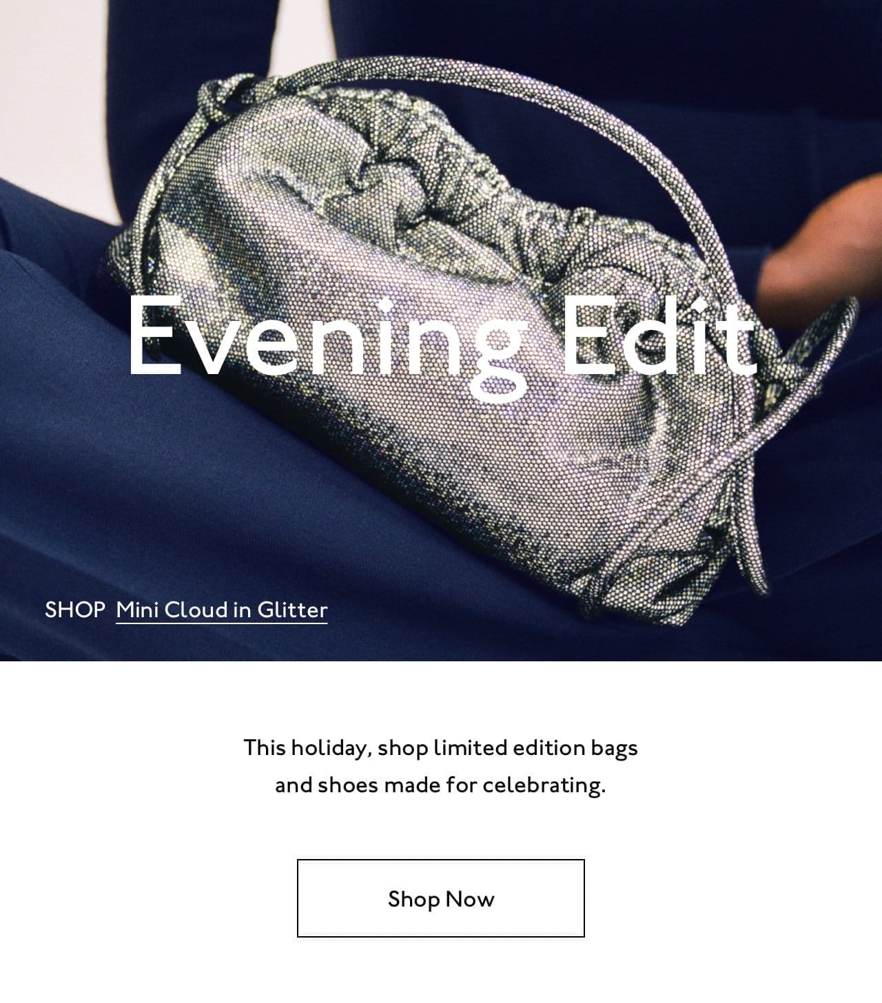 Shop the Evening Edit. Pictured: Mini Cloud in Glitter.