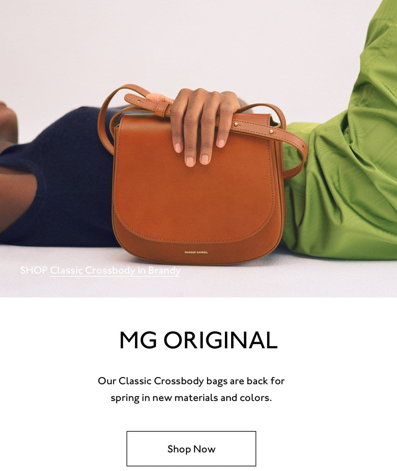 Shop an MG Original: the Classic Crossbody in new materials and colors for spring.