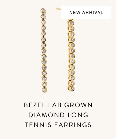New Arrival. Bezel Lab Grown Diamond Long Tennis Earrings.