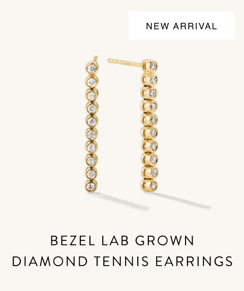 New Arrival. Bezel Lab Grown Diamond Tennis Earrings.
