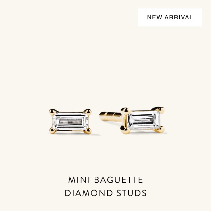 Mini Baguette Diamond Studs.