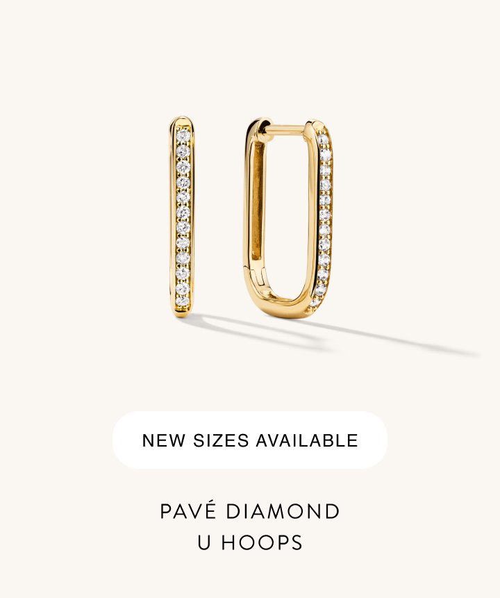 Pavé Diamond U Hoops. New Sizes Available.