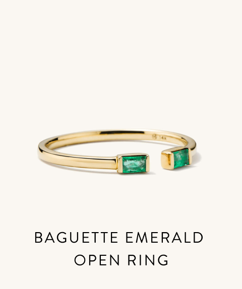 Baguette Emerald Open Ring.