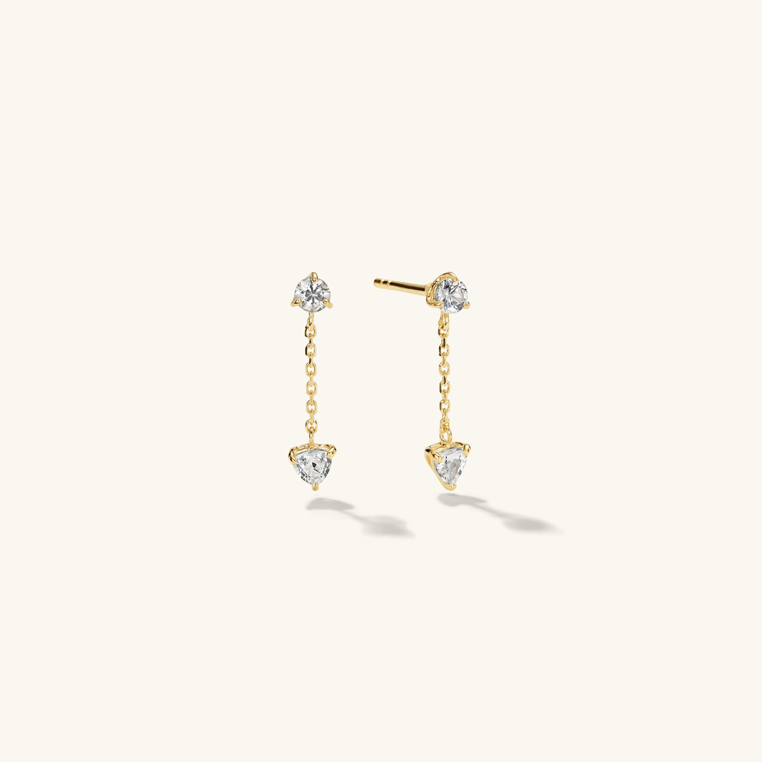 Gemstone Chain Drop Earrings White Sapphire