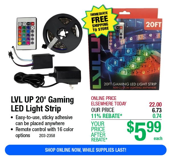 LVL UP 20' Gaming LED Light Strip