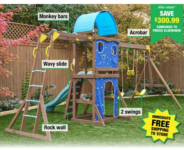 Overlook Challenge Swing Set/Playset-Free Shipping to Store!