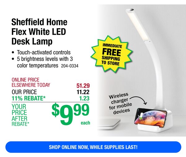 Sheffield Home Flex White LED Desk Lamp-ONLY \\$9.99 After Rebate*