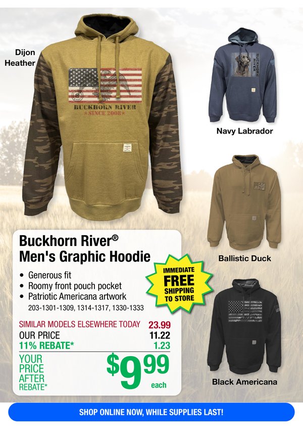 Buckhorn River® Men's Graphic Hoodie-ONLY \\$9.99 After Rebate*!